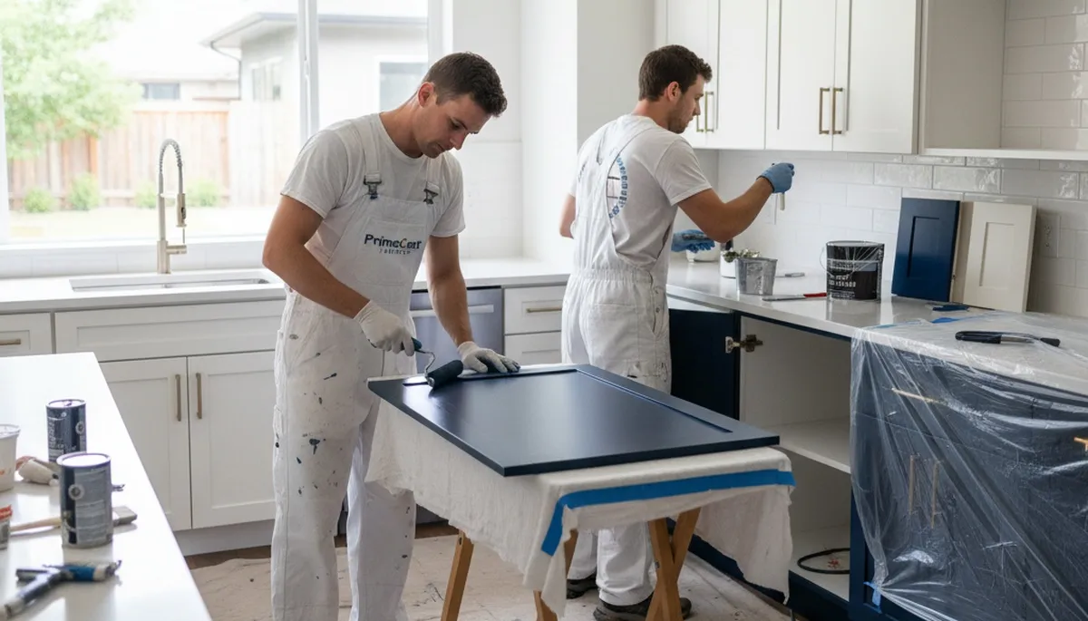Professional cabinet painting and refinishing in Warwick, RI kitchen by expert local painters