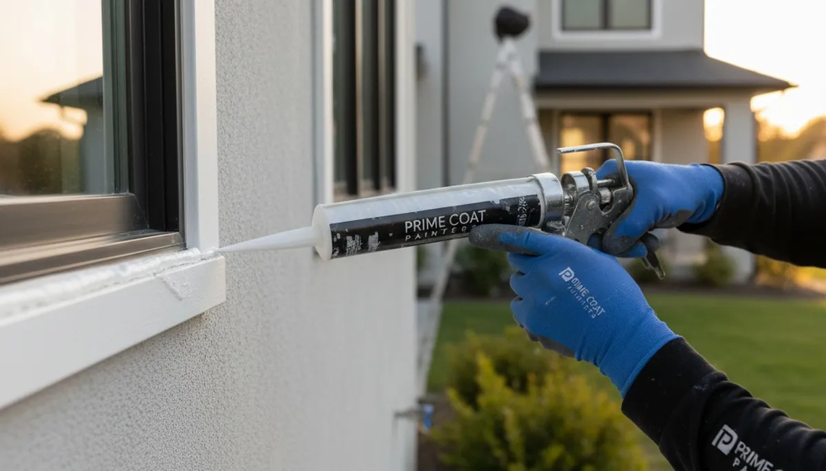 Professional caulking and sealing on Warwick RI home exterior for moisture protection