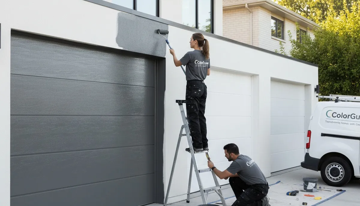 Professional garage door painting in Warwick RI by expert house painters for durable coastal finishes