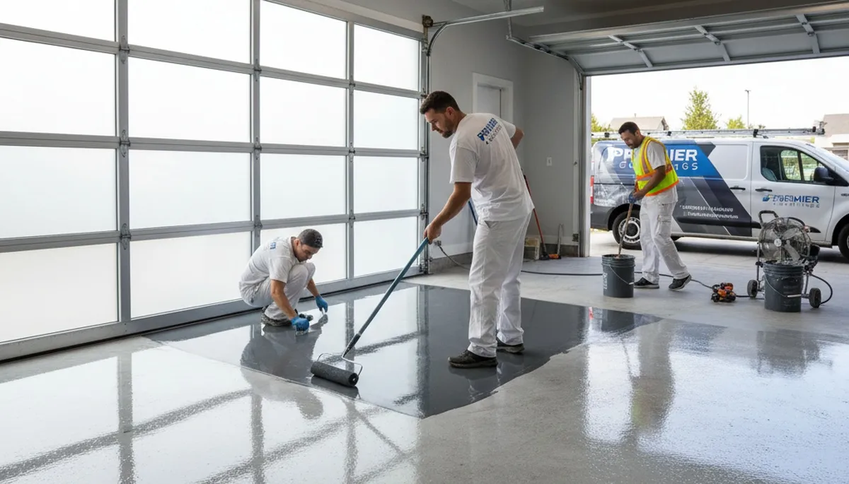 Professional garage floor epoxy coating in Warwick, RI by local house-painting experts