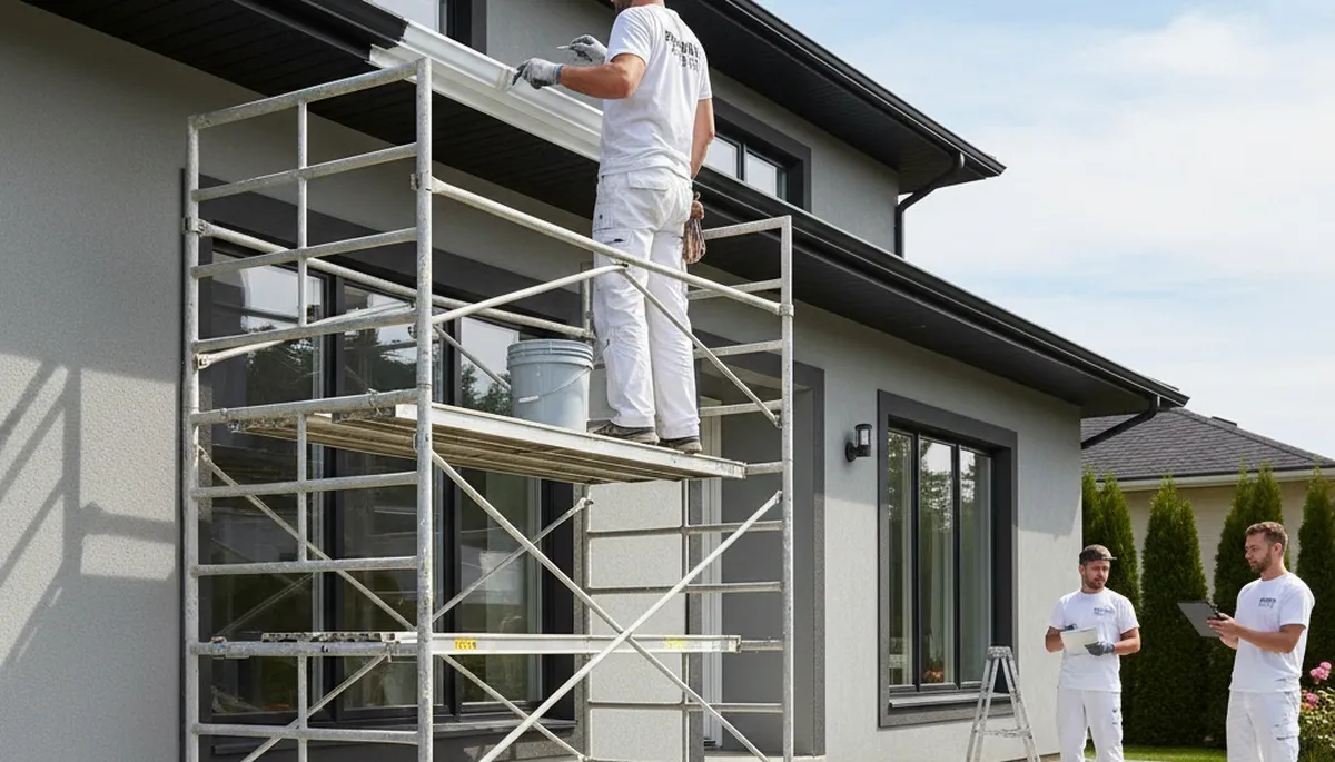 Professional gutter painting on a coastal home in Warwick, RI by expert house painters