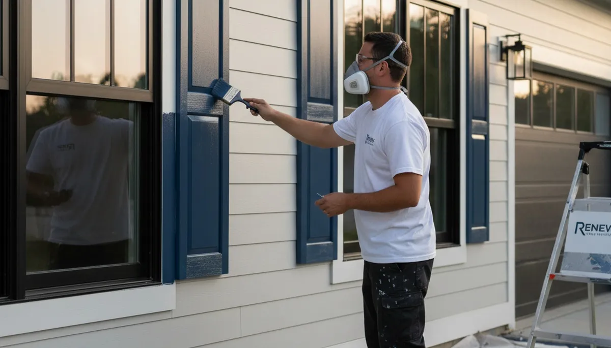 Professional shutter painting and refinishing on a coastal home in Warwick, RI