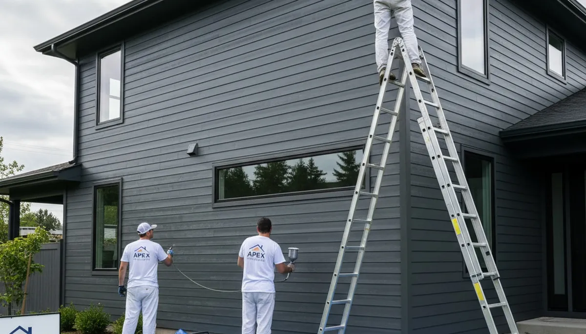 Professional siding painting on coastal home in Warwick, RI by expert house painters