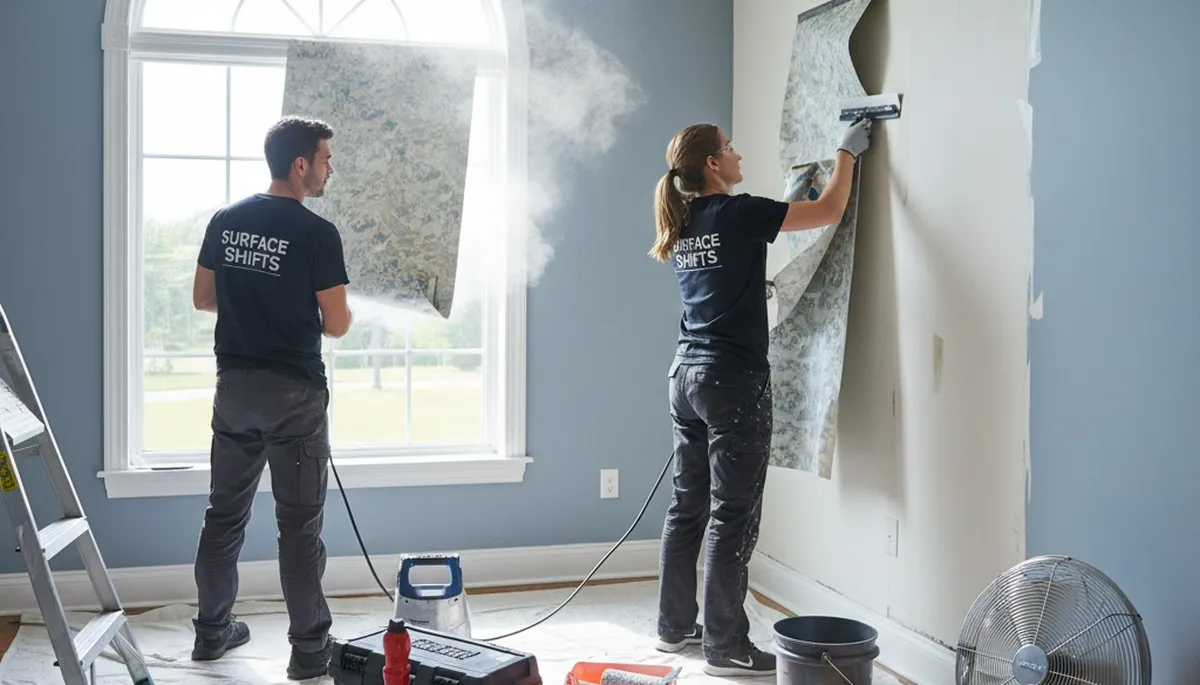 Professional wallpaper removal and wall preparation by house painters in Warwick, RI