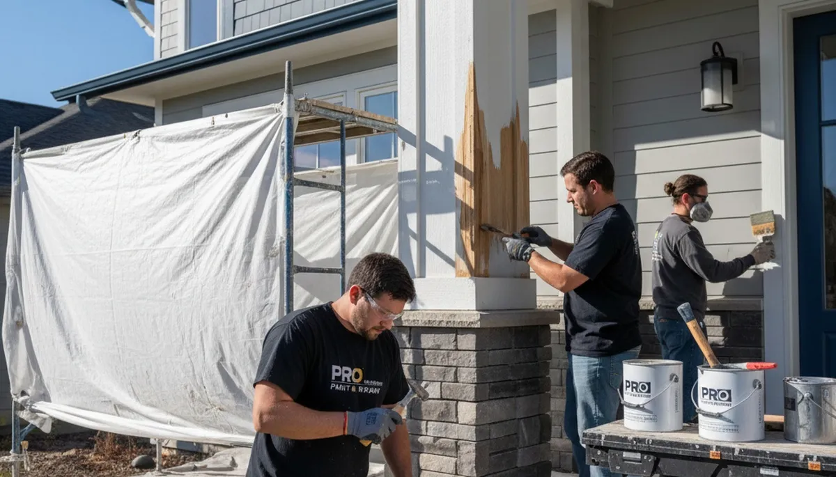 Professional wood rot repair on coastal home exterior in Warwick, RI by expert house painters