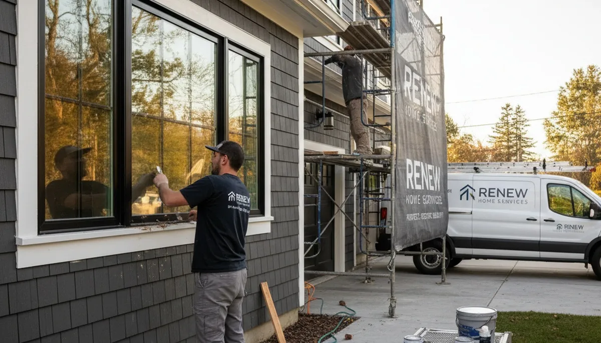 Professional wood rot repair on coastal home exterior in Warwick, RI by expert house painters